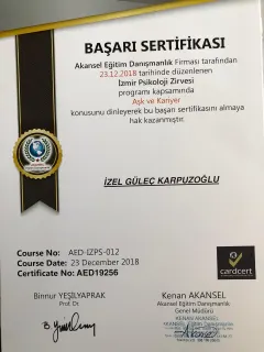 Uzm. Psk. İzel Güleç Karpuzoğlu profilinde yer alan galeri fotoğrafı.