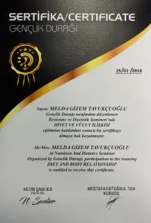 Dyt. Melda Gizem Tavukçuoğlu profilinde yer alan galeri fotoğrafı.