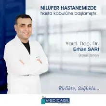 Dr. Öğr. Üyesi Erhan Sarı — Üroloji, Nilüfer, Bursa. Portre fotoğrafı.